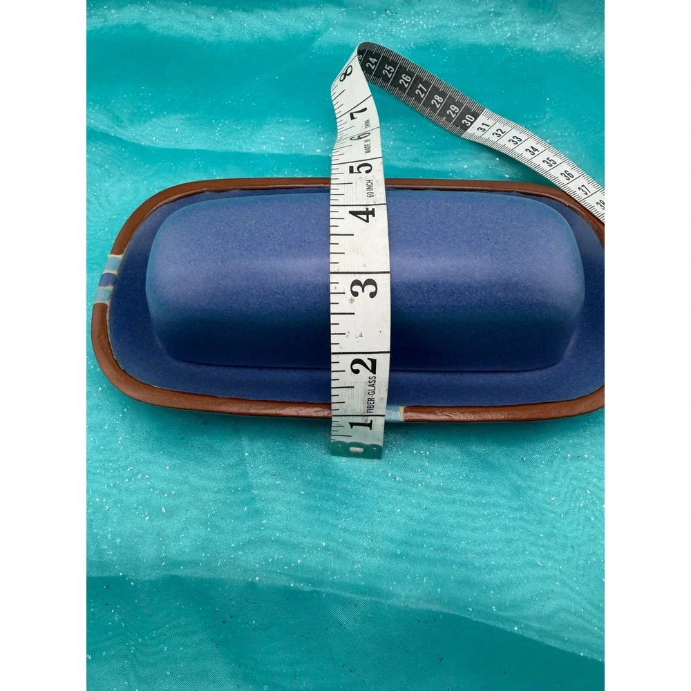 Dansk Mesa Sky Blue Butter Dish with Lid Stoneware Portugal Microwave Safe